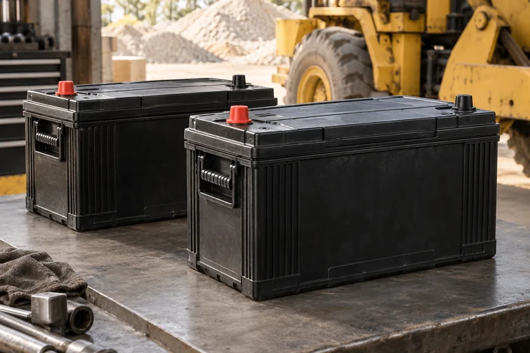 Illustrative heavy equipment batteries photography