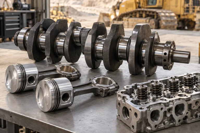 Illustrative heavy equipment engine components photography