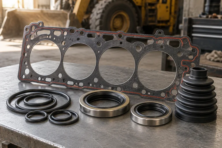Illustrative heavy equipment gaskets, seals & boots photography