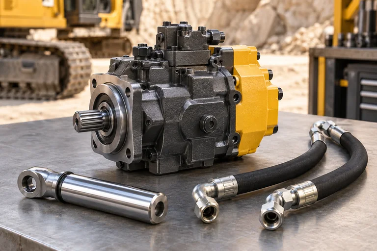 Illustrative heavy equipment hydraulic system photography