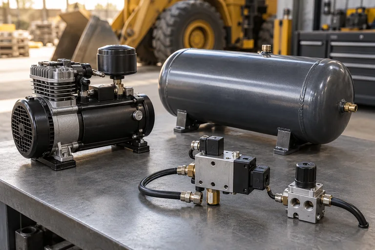 Illustrative heavy equipment pneumatic system photography