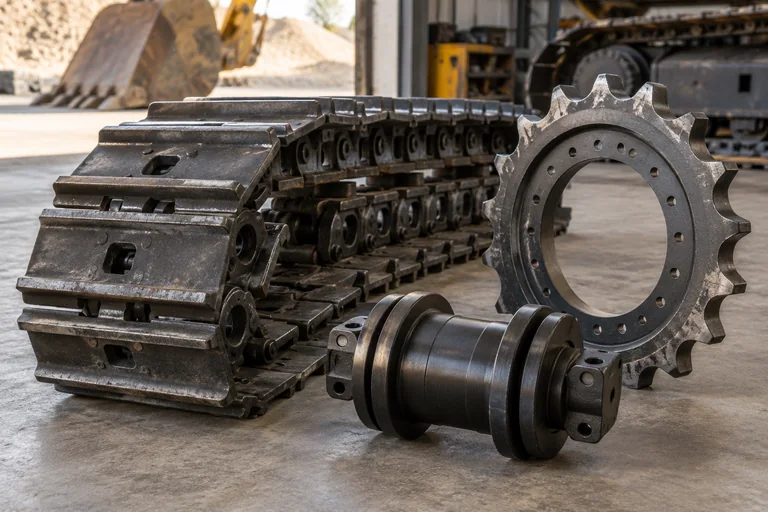 Illustrative heavy equipment undercarriage (track system) photography
